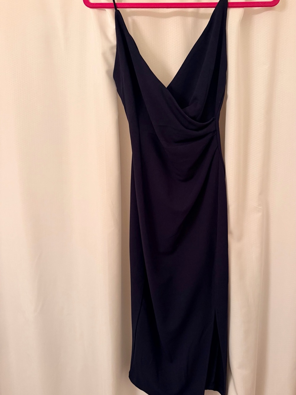 Navy Slip Dress with Cowl Neck